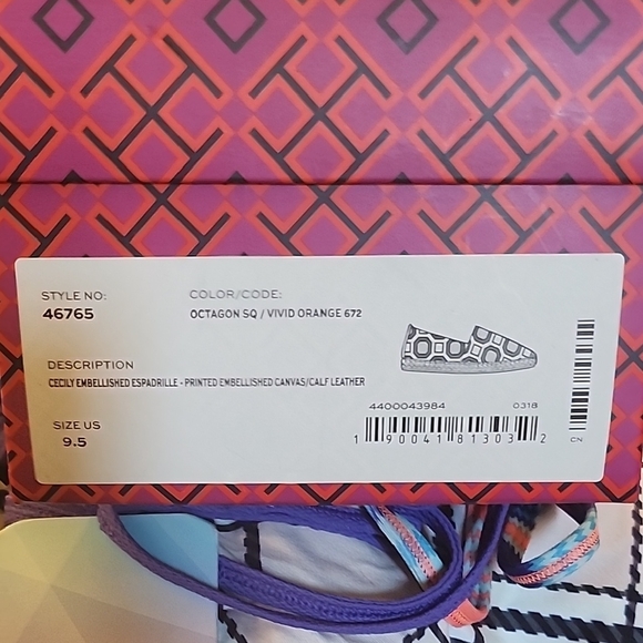 Tory Burch Pink and Orange Espadrilles with Geometric Pattern - Picture 4 of 4